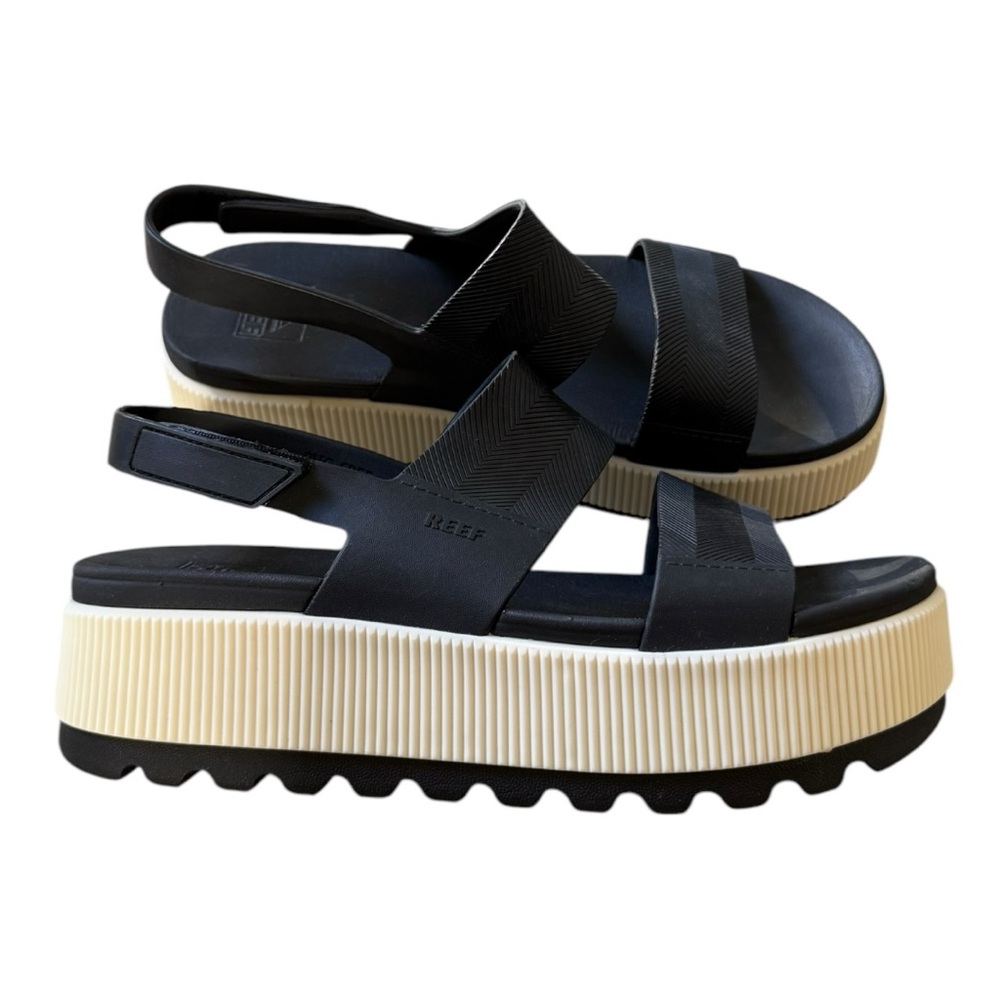 NWOT Reef Women's Water Vista Higher - Black Vintage Platform Sandals - Size 11